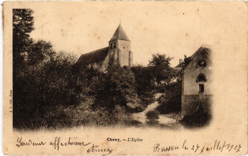 Carte postale ancienne Cheny Eglise à Cheny