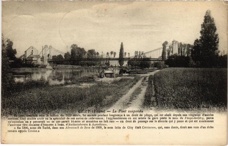 Carte postale ancienne Cezy Pont suspendu