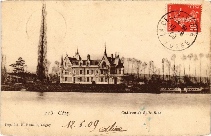 Carte postale ancienne Cezy Chateau de Belle rive