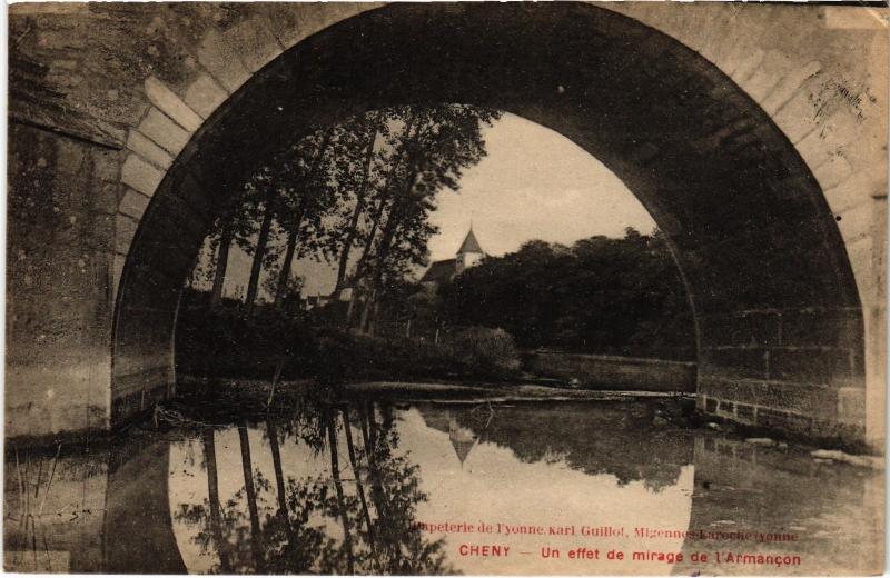 Carte postale ancienne Cheny un effet de mirage de l'Armancon à Cheny