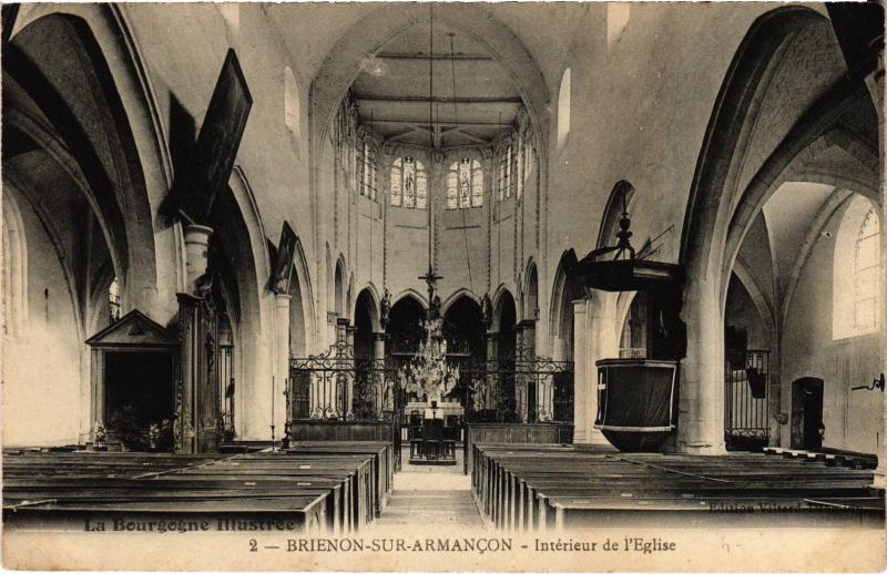 Carte postale ancienne Brienon interieur de l'eglise