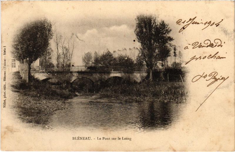 Carte postale ancienne Bleneau Pont sur le Loing