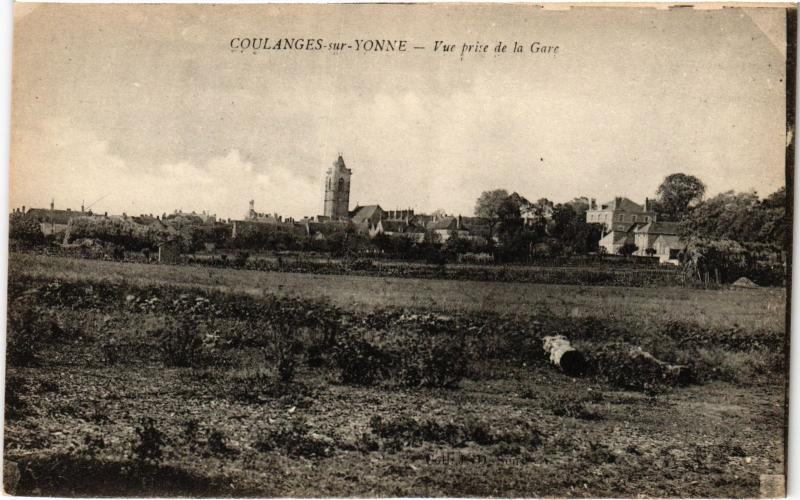 Carte postale ancienne Coulanges sur Yonne vue prise de la gare à Coulanges-sur-Yonne