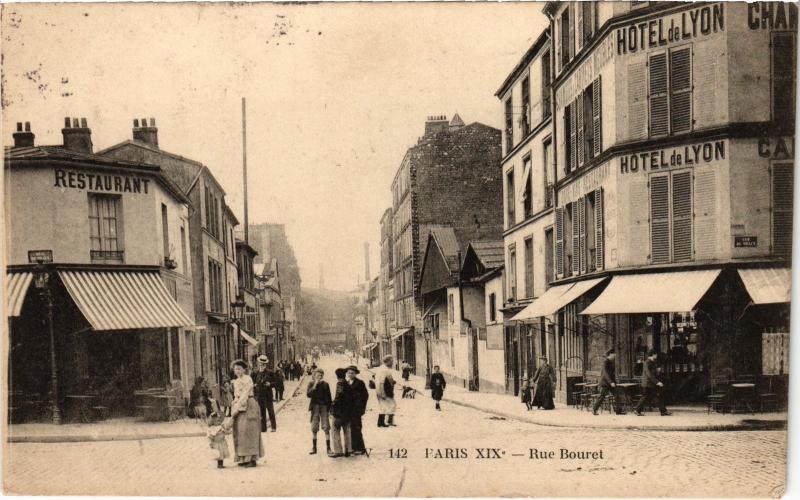 Carte postale ancienne Rue Bouret à Paris 19e