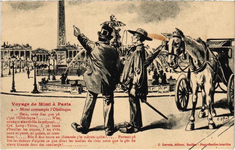 Carte postale ancienne Voyage de Mimi a Paris Obélisque