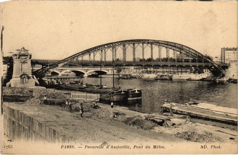 Carte postale ancienne Paris Pont du Métro Passerelle d'Austerlitz