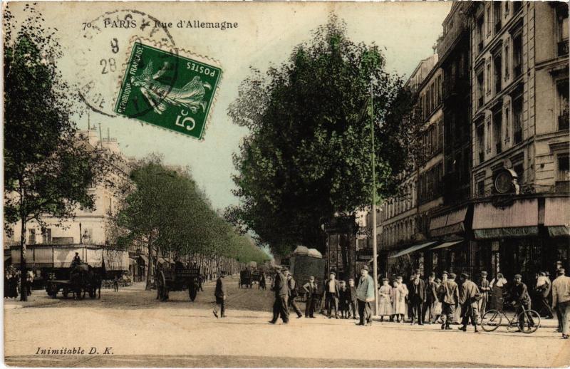 Carte postale ancienne Rue d'Allemagne à Paris 19e