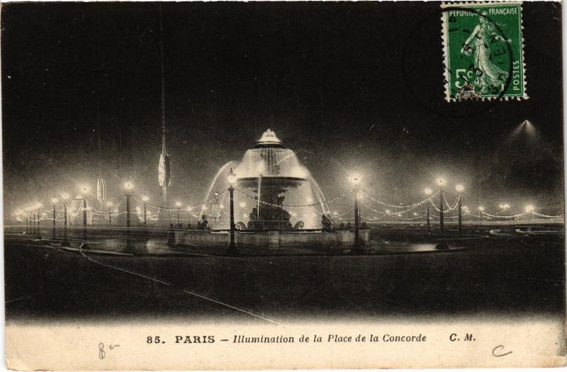 Carte postale ancienne Paris Place de la Concorde Illumination