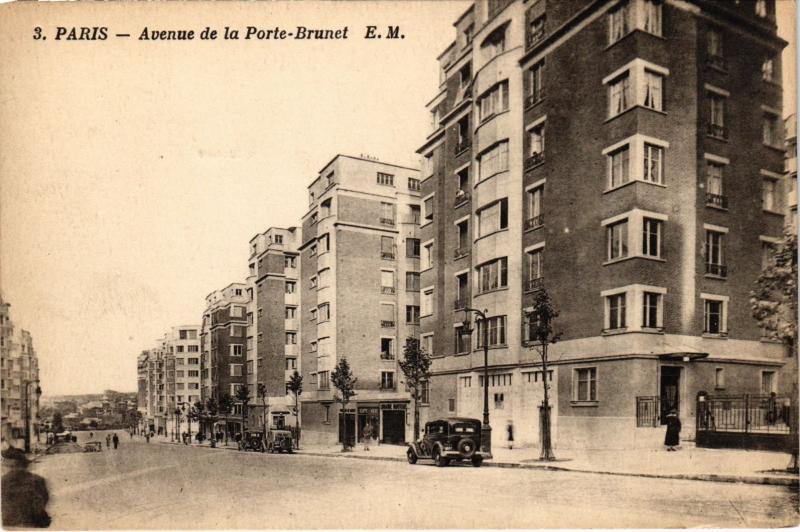 Carte postale ancienne Avenue de la Porte-Brunet à Paris 19e