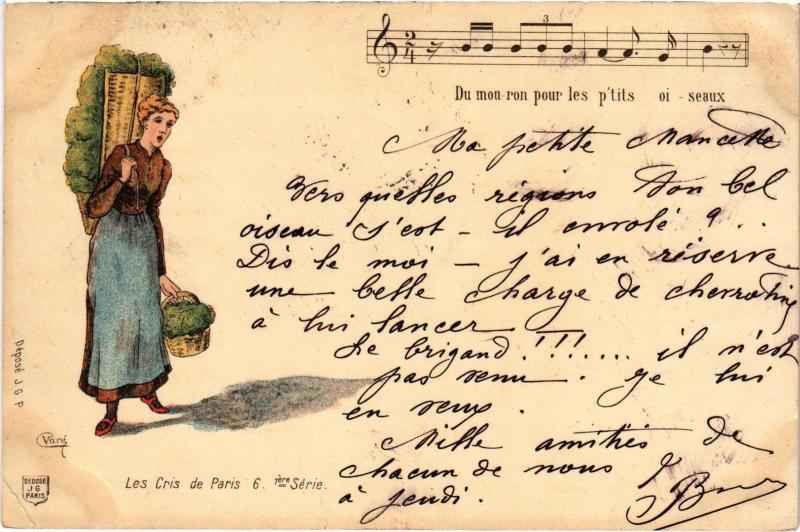 Carte postale ancienne Paris Petits metiers Les Cris de Paris
