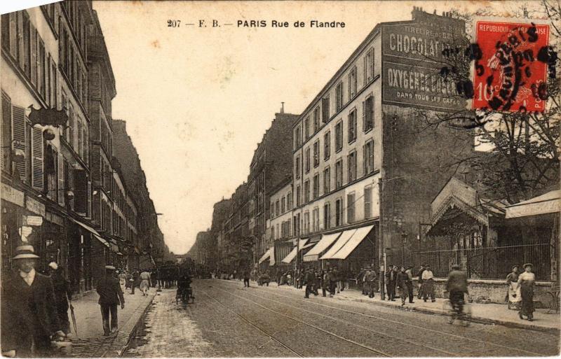 Carte postale ancienne Rue de Flandre à Paris 19e