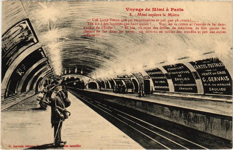 Carte postale ancienne Voyage de Mimi a Paris Le Métro