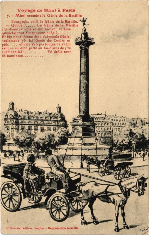 Carte postale ancienne Voyage de Mimi a Paris La Bastille