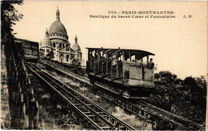Carte postale ancienne Basilique du Sacré-Coeur et Funiculaire à Paris 18e