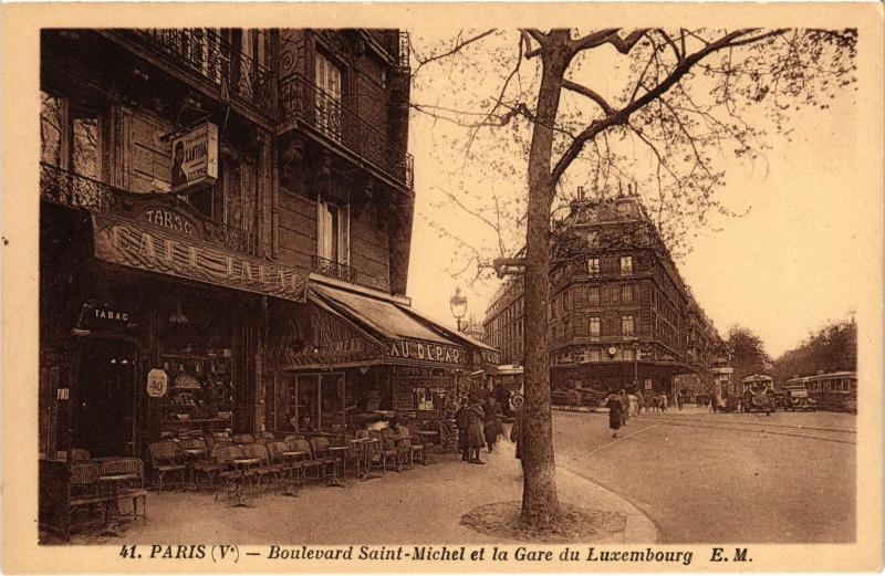 Carte postale ancienne Paris 5e Bd Saint-Michel Gare du Luxembourg à Paris 5e