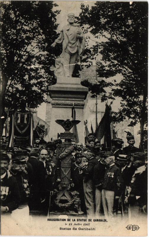 Carte postale ancienne Inauguration de la Statue de Garibaldi, le 13 Juillet 1907 à Paris 15e
