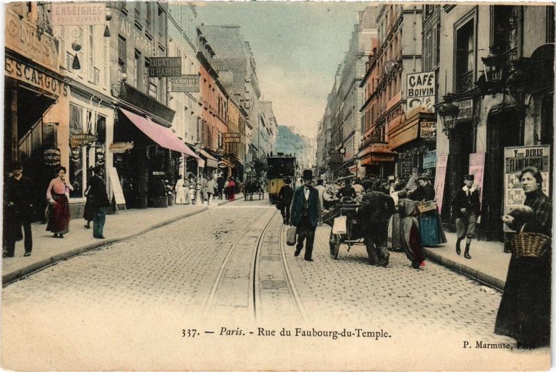 Carte postale ancienne Paris 3e Rue du Fg du Temple à Paris 3e