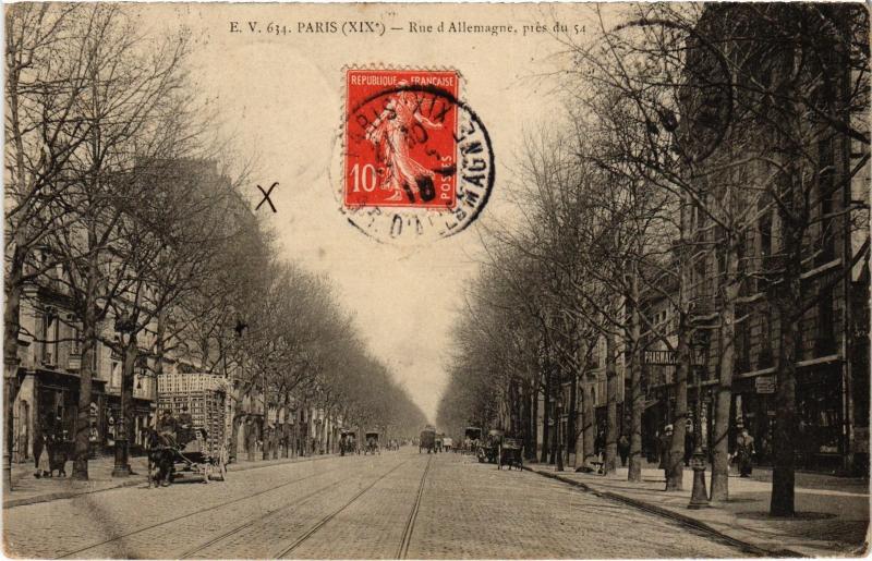 Carte postale ancienne Rue d'Allemagne à Paris 19e