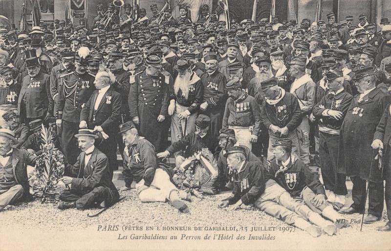 Carte postale ancienne Paris - Fetes En L'Honneur De Garibaldi 1907 - Les Garibaldiens Au Perron à Paris