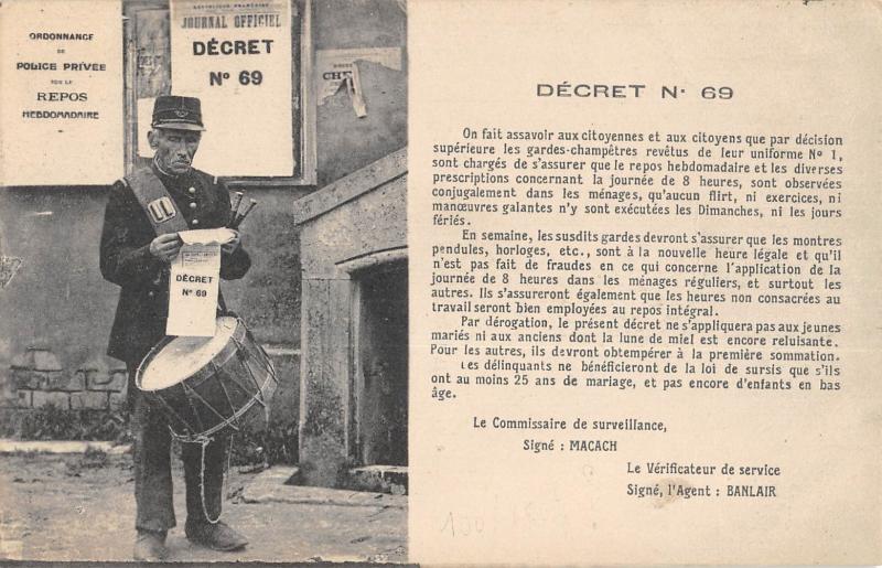 Carte postale ancienne Types D'Auvergne - Tambour De Ville - Au Verso Situee A La Fauvieille
