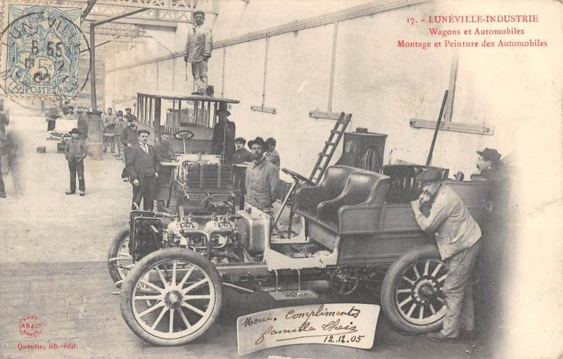 Carte postale ancienne Luneville Industrie - Wagons Et Automobiles - Montage Et Peinture Des Aut