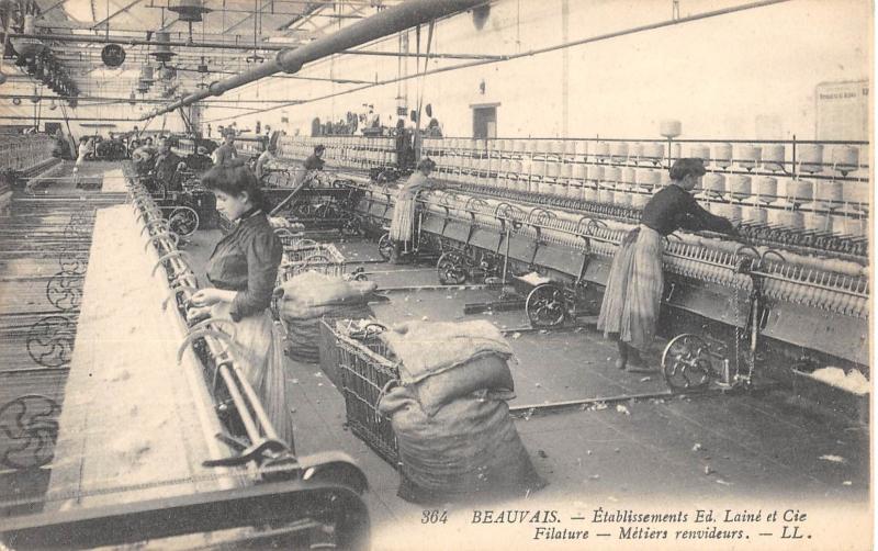 Carte postale ancienne Beauvais - Etablissements Ed.laine Et Cie - Filature - Metiers Renvideurs à Beauvais