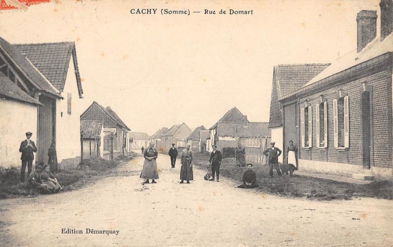Carte postale ancienne Cachy - Rue De Domart à Cachy