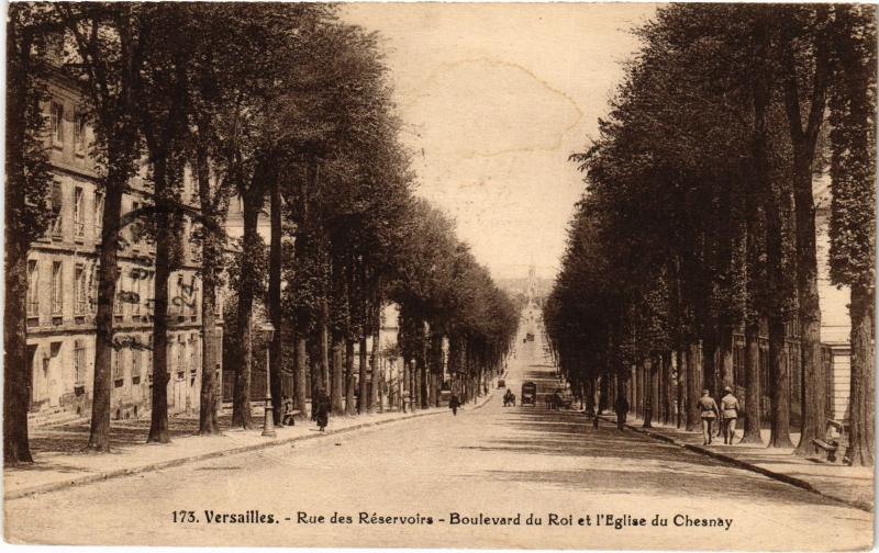 Carte postale ancienne Versailles Rue des Reservoirs, Blvrd du Roi France à Versailles
