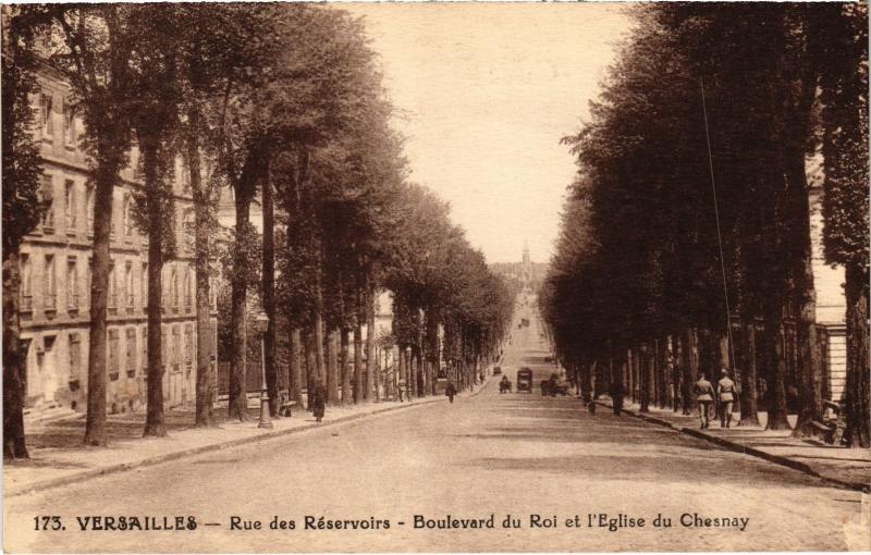 Carte postale ancienne Versailles Rue des Reservoirs, Blvrd du Roi France à Versailles
