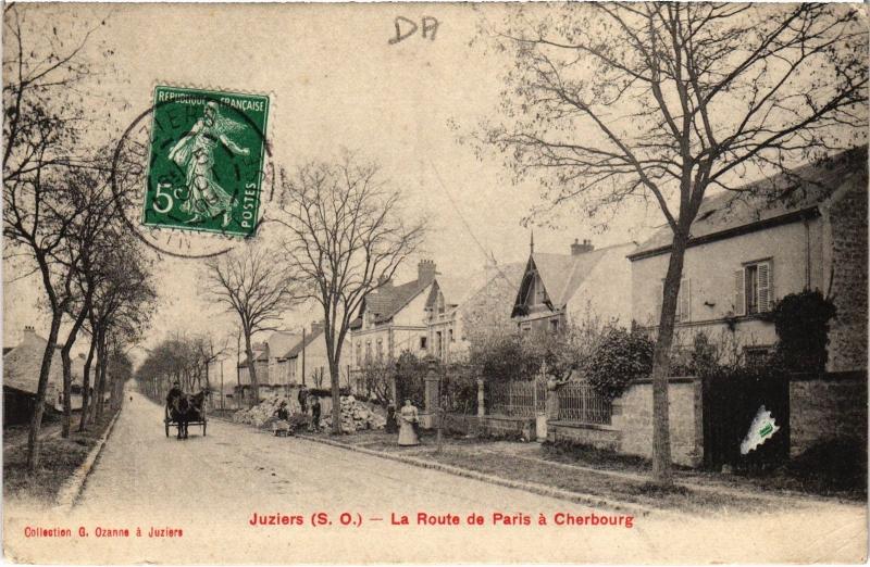 Carte postale ancienne Juziers La Route de Paris a Cherbourg France à Juziers