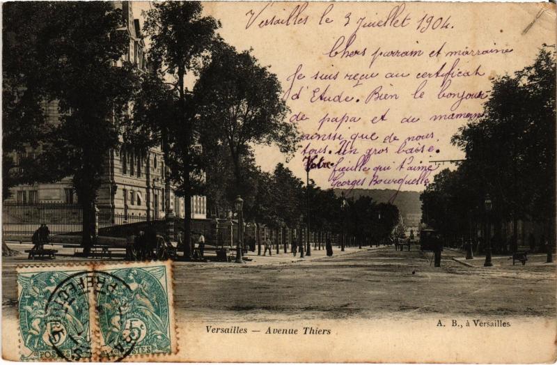 Carte postale ancienne Versailles Avenue Thiers France à Versailles