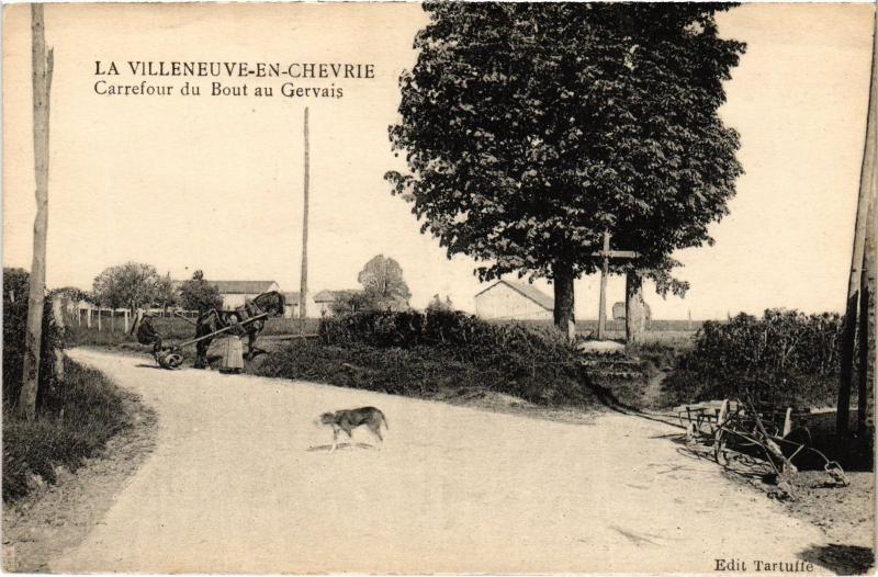 Carte postale ancienne La Villeneuve en Chevrie Carrefour du Bout au Gervais France à La Villeneuve-en-Chevrie