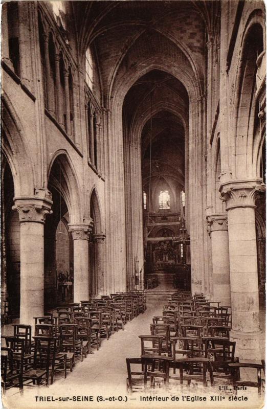 Carte postale ancienne Triel Interieur de l'Eglise XIIIe siecle France
