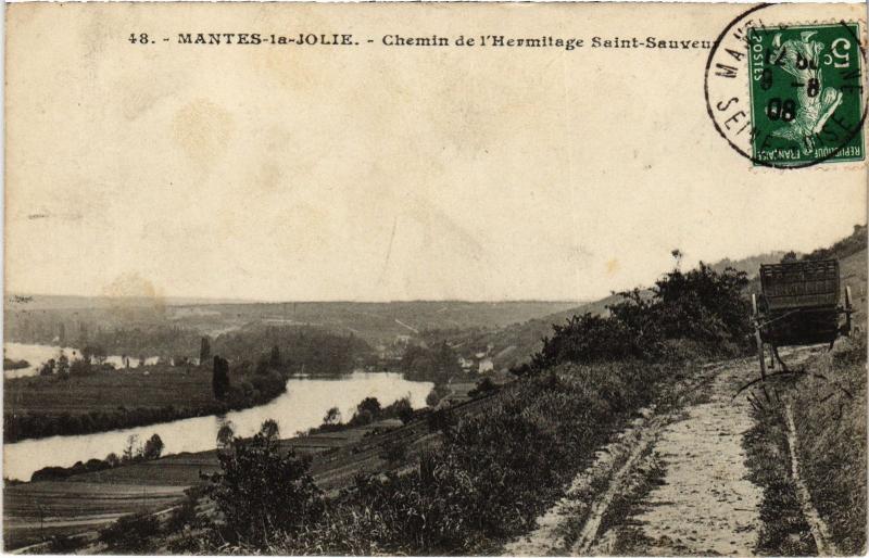 Carte postale ancienne Mantes la Jolie Chemin de l'Hermitage Saint-Sauveur France à Mantes-la-Jolie
