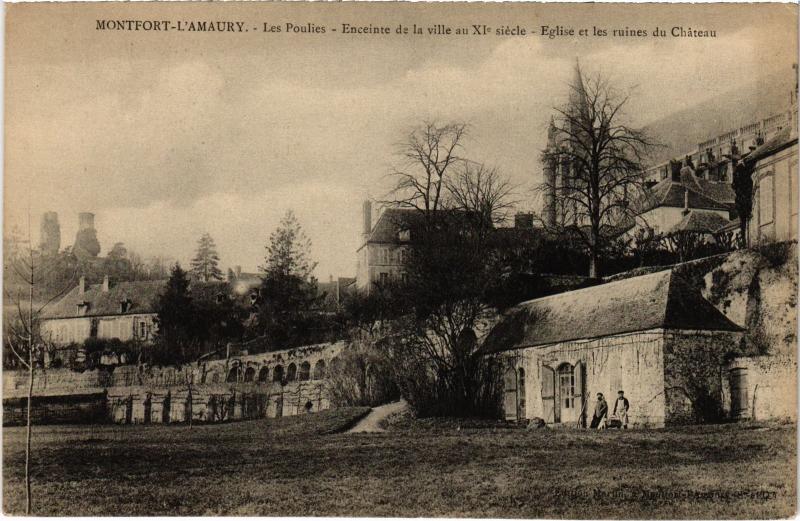 Carte postale ancienne Montfort l'Amaury Les Poulies, Eglise et ruines France à Montfort-l'Amaury