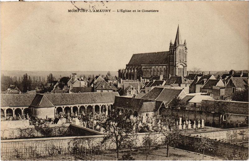 Carte postale ancienne Montfort l'Amaury L'Eglise et le Cimetiere France à Montfort-l'Amaury