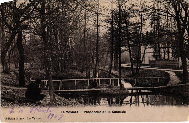 Carte postale ancienne Le Vesinet Passerelle de la Cascade France