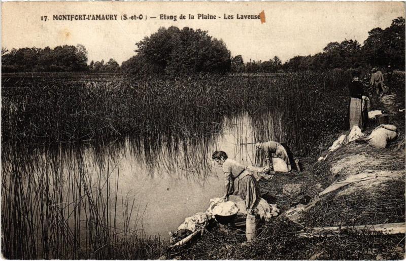 Carte postale ancienne Montfort l'Amaury Etang de la Plaine, Les Laveuses France à Montfort-l'Amaury