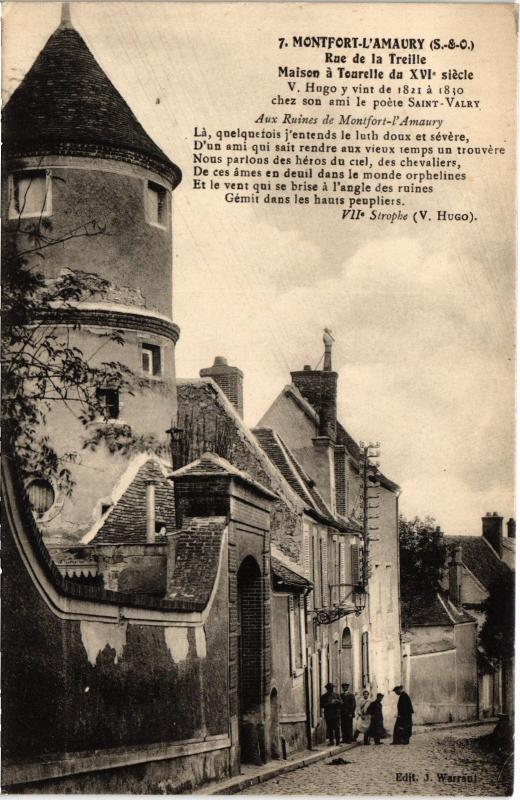 Carte postale ancienne Montfort l'Amaury Rue de la Treille, maison a Tourelle France à Montfort-l'Amaury