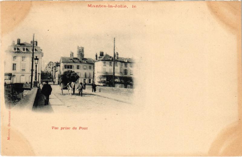 Carte postale ancienne Mantes la Jolie Vue prise du Pont France à Mantes-la-Jolie