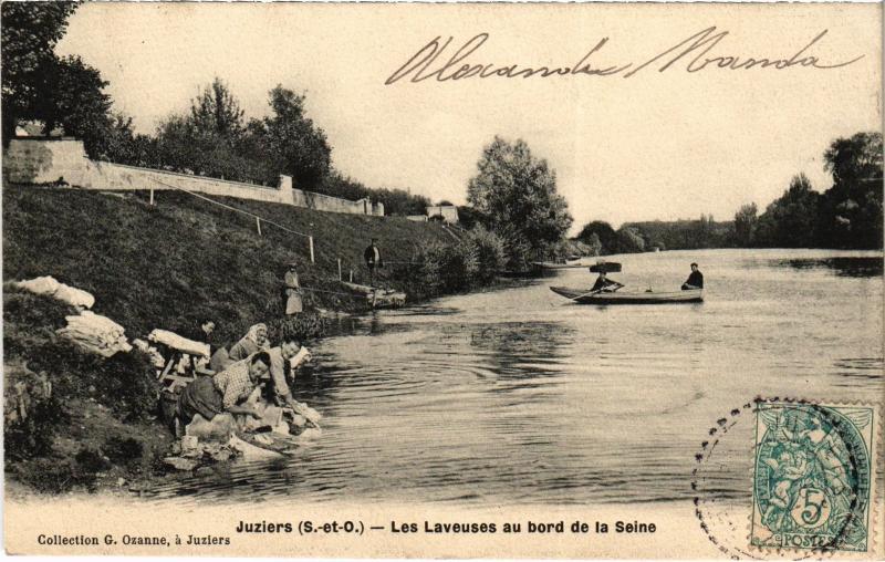 Carte postale ancienne Juziers Les Laveuses au bord de la Seine France à Juziers