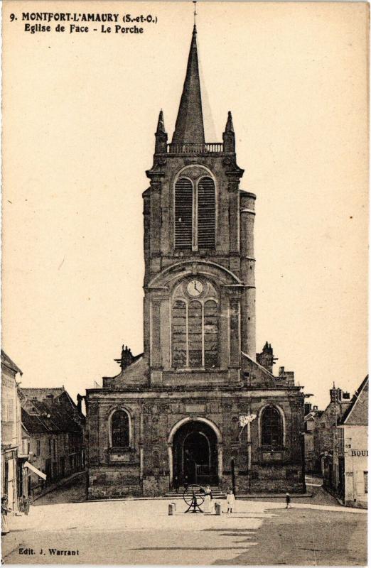 Carte postale ancienne Montfort l'Amaury Eglise de Face, Le Porche France à Montfort-l'Amaury