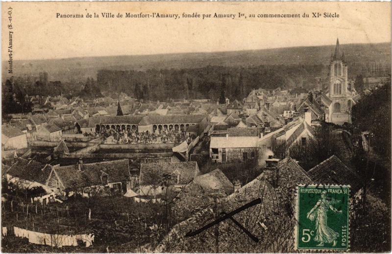Carte postale ancienne Montfort l'Amaury Panorama de la Ville France à Montfort-l'Amaury