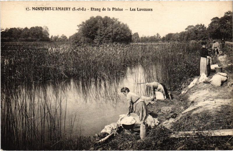 Carte postale ancienne Montfort l'Amaury Etang de la Plaine, Les Laveuses France à Montfort-l'Amaury