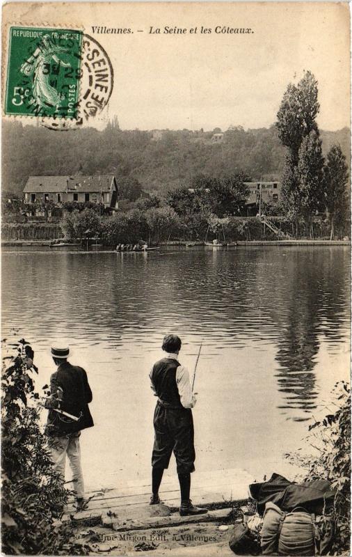 Carte postale ancienne Villennes s Seine La Seine et les coteaux France