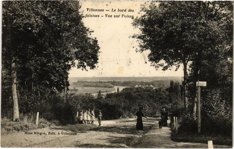 Carte postale ancienne Villennes s Seine Le bord des falaises France