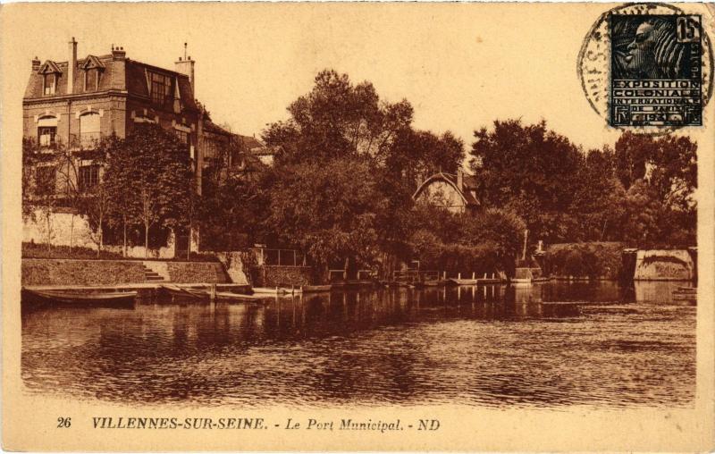 Carte postale ancienne Villennes s Seine Le Port Municipal France