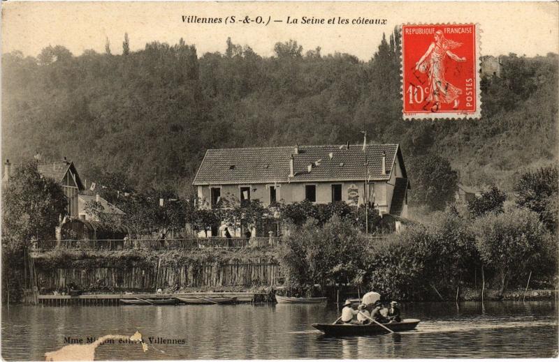 Carte postale ancienne Villennes s Seine La Seine et les coteaux France