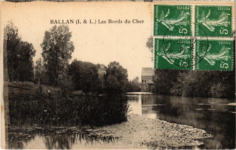 Carte postale ancienne Ballan Les Bords du Cher France