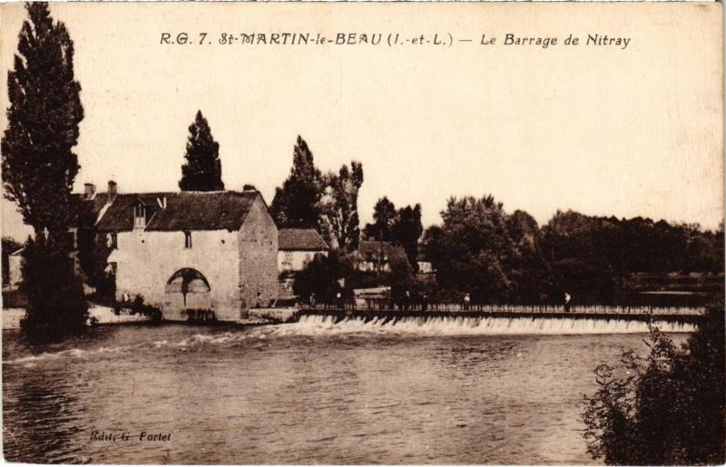 Carte postale ancienne Saint-Martin le Beau Le Barrage de Nitray France à Saint-Martin-le-Beau